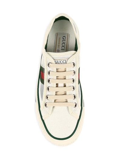 Shop Gucci Gg Tennis Web Sneakers In White