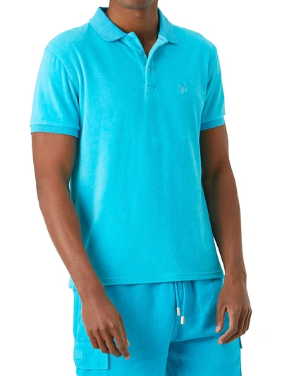 Shop Vilebrequin Men's Terry Polo Shirt In Azur