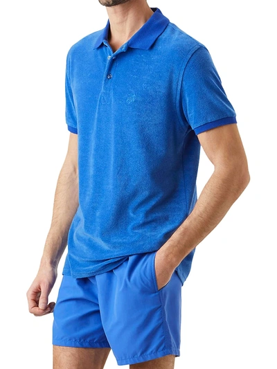 Shop Vilebrequin Men's Terry Polo Shirt In Azur