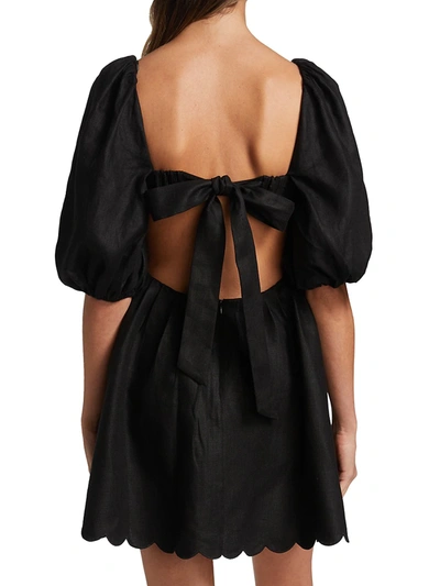 Shop Zimmermann Mae Cutout Linen Mini Dress In Noir