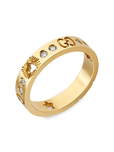 Shop Gucci Women's 18k Yellow Gold & Diamond Icon Ring With Star Details