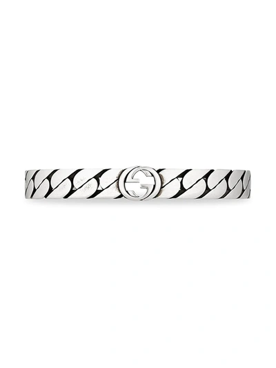Shop Gucci Sterling Silver Interlocking G Bracelet