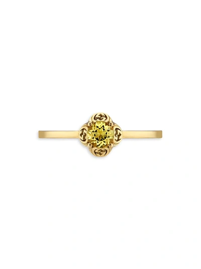 Shop Gucci Women's 18k Yellow Gold & Yellow Beryl Interlocking G Ring