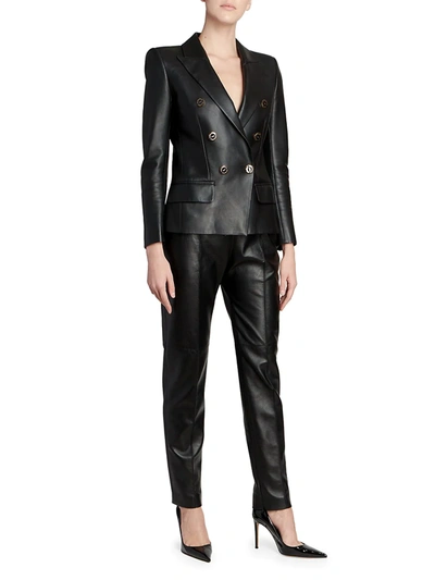 Shop Alexandre Vauthier High-rise Leather Pants In Black