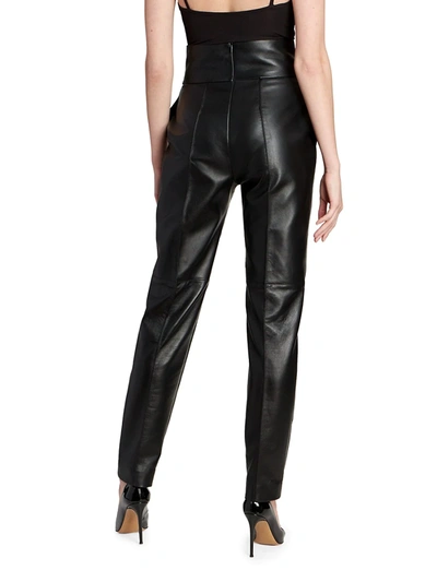 Shop Alexandre Vauthier High-rise Leather Pants In Black