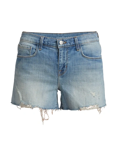 Shop L Agence Audrey Distressed Denim Shorts In Westport