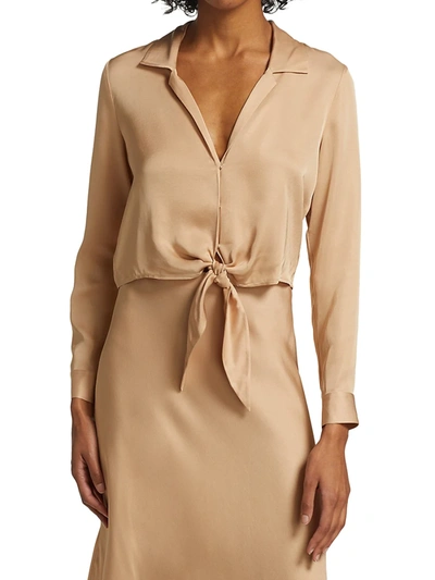 Shop L Agence Annie Tie-front Blouse In Candied Ginger