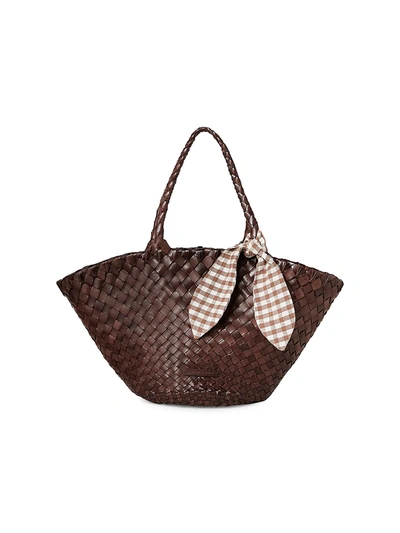 Shop Loeffler Randall Kai Gradiated Woven Leather Tote In Brown
