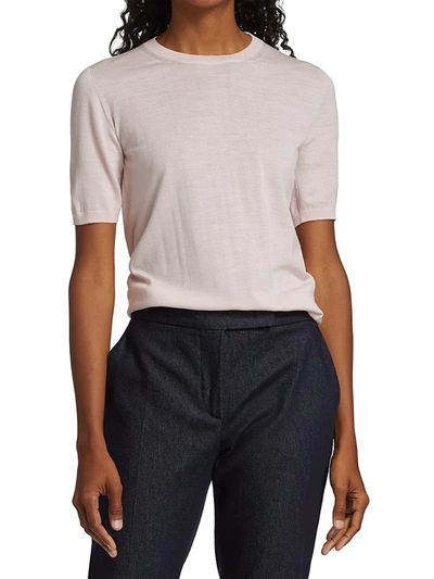 Shop Max Mara Arsenio Short-sleeve Virgin Wool Sweater In Pink