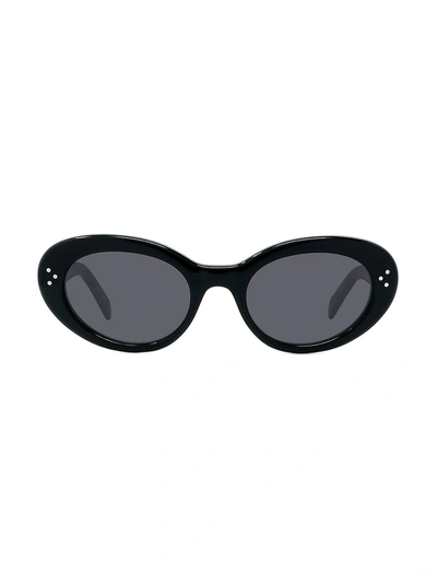 Shop Celine Women's 50mm Oval Sunglasses In Black