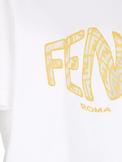 Shop Fendi Logo Fisheye T-shirt In White