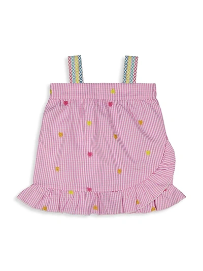 Shop Andy & Evan Baby Girl's Embroidered Gingham Top & Bloomer Set In Pink