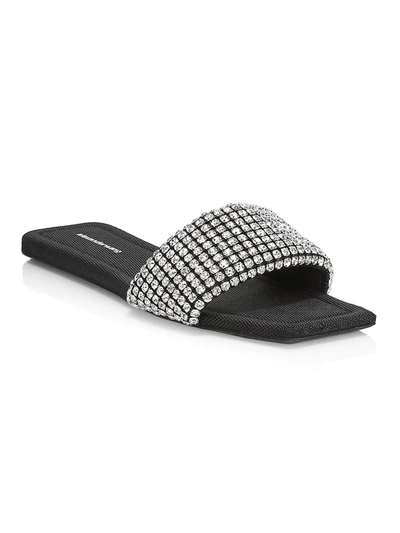 Shop Alexander Wang Women's Mascha Crystal-embellished Slides In Black