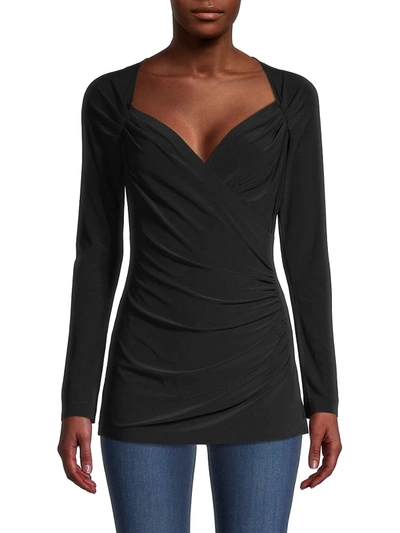 Shop Norma Kamali Women's Draped Sweetheart-neck Top In Black
