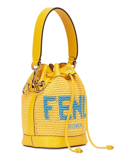Mon Tresor Mini Leather Bucket Bag in Yellow - Fendi