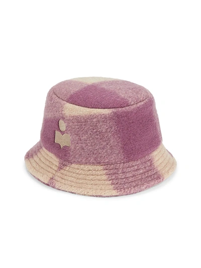 Shop Isabel Marant Haley Checkered Bucket Hat In Rosewood