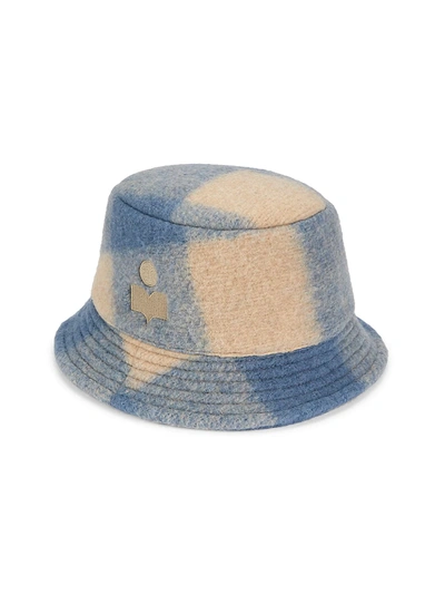 Shop Isabel Marant Women's Haley Checkered Bucket Hat In Blue