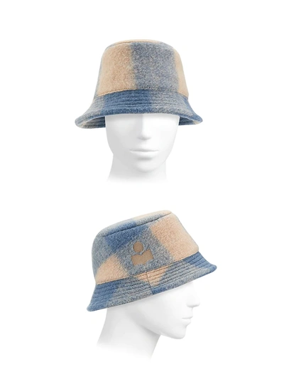 Shop Isabel Marant Women's Haley Checkered Bucket Hat In Blue