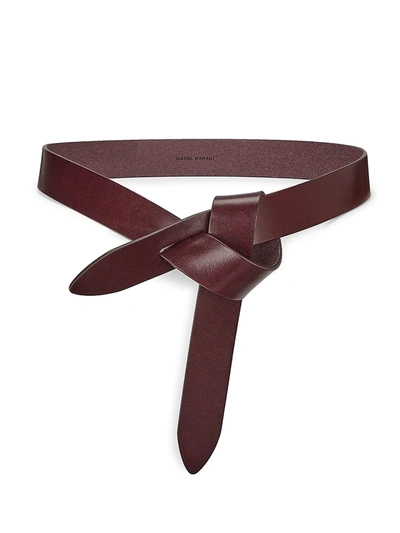 Shop Isabel Marant Lecce Leather Self-tie Belt In Dark Burgundy