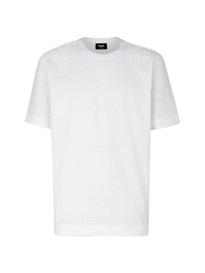 Shop Fendi Ff Fisheye Rubber T-shirt In White