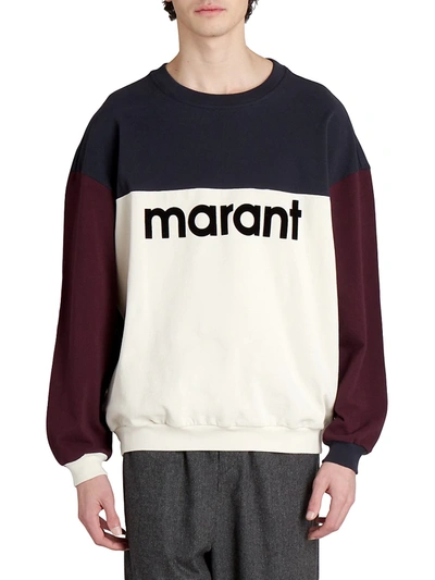 Shop Isabel Marant Aftone Colorblock Logo Sweatshirt In Faded Black