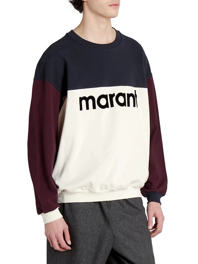Shop Isabel Marant Aftone Colorblock Logo Sweatshirt In Faded Black