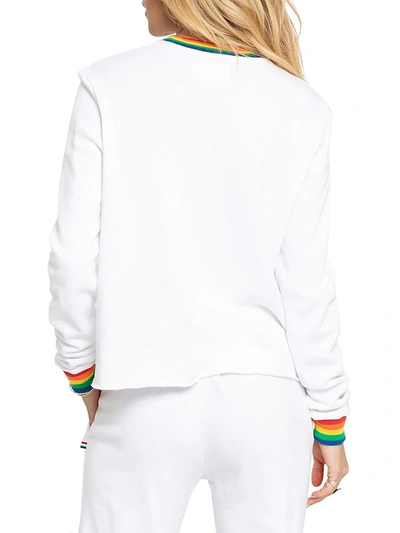 Sol Angeles Rainbow-striped Terry Sweatshirt In White | ModeSens