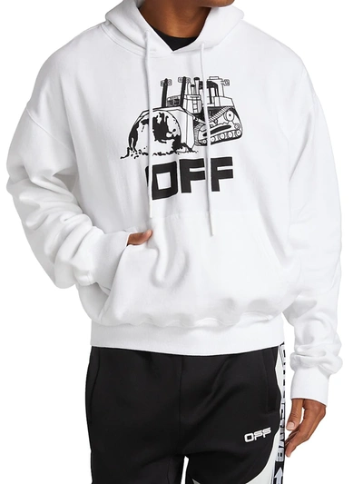Shop Off-white Men's World Caterpillar Graphic Hoodie In White Black