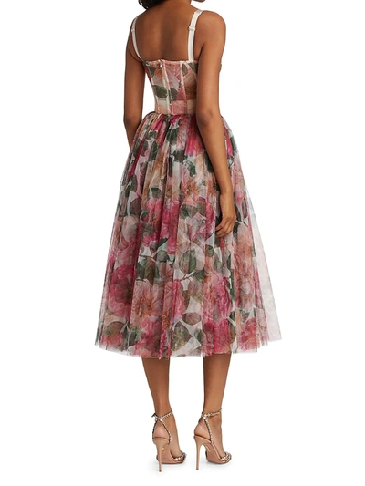 Shop Dolce & Gabbana Floral Tulle Fit & Flare Dress In Natural Print