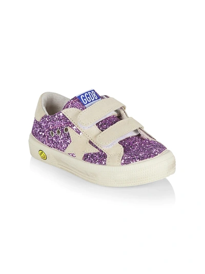 Shop Golden Goose Little Girl's & Girl's May School Glitter Sneakers In Lavender Beige