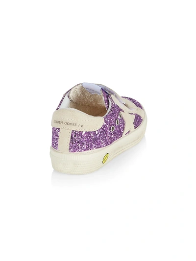 Shop Golden Goose Little Girl's & Girl's May School Glitter Sneakers In Lavender Beige