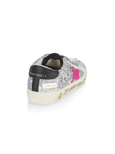 Shop Golden Goose Little Girl's & Girl's May Paillettes Sneakers In Silver Pink Black