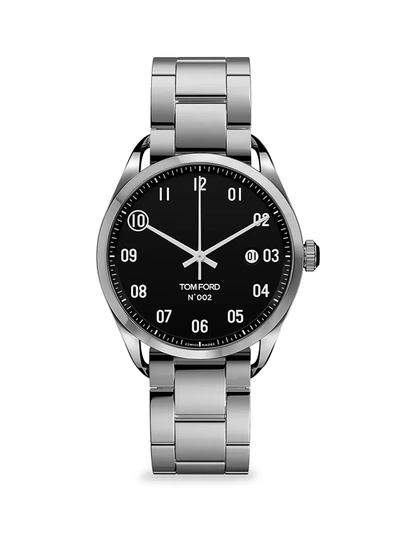 Shop Tom Ford Men's No. 002 Stainless Steel Automatic Dial, 40mm, With Bracelet Strap In Black Silver