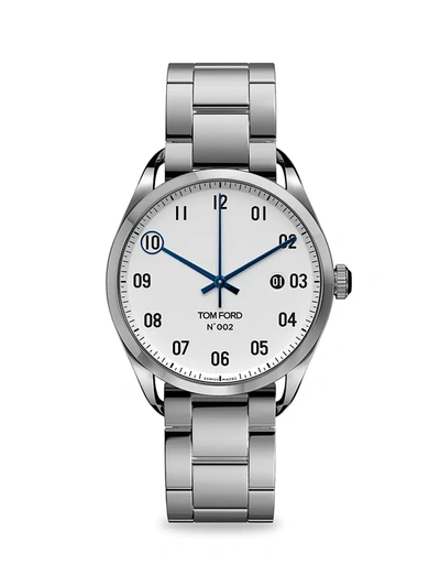 Shop Tom Ford Men's No. 002 Stainless Steel Automatic Dial, 40mm, With Bracelet Strap In Silver