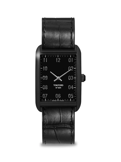 Shop Tom Ford Men's Stainless Steel & Alligator Leather-strap Watch In Black