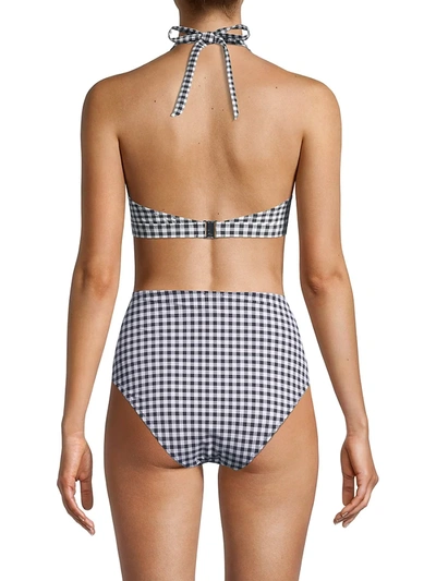 Shop Ganni Women's Gingham Bikini Top In Black