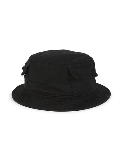 Shop Heron Preston Logo Drawstring Bucket Hat In Black