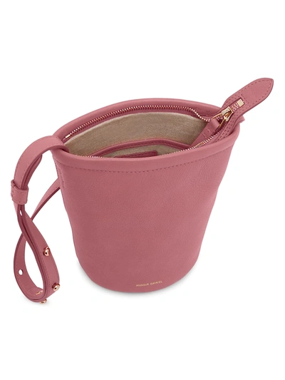 Shop Mansur Gavriel Mini Zip Leather Bucket Bag In Peony