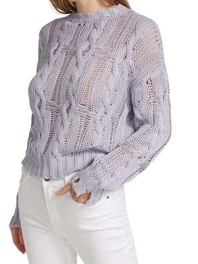 Shop Sablyn Mitzy Open-knit Pullover In Lavender