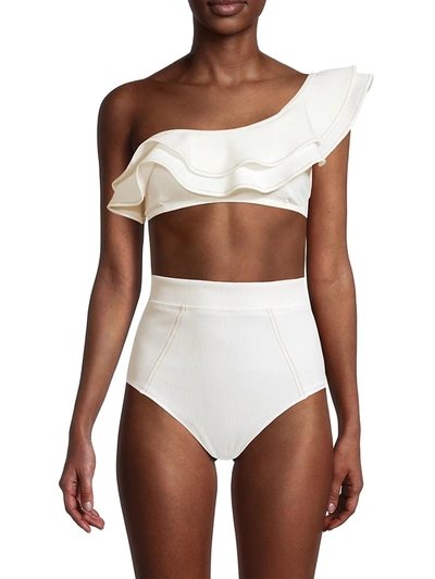 Shop Suboo Kaia One-shoulder Bikini Top In Ivory