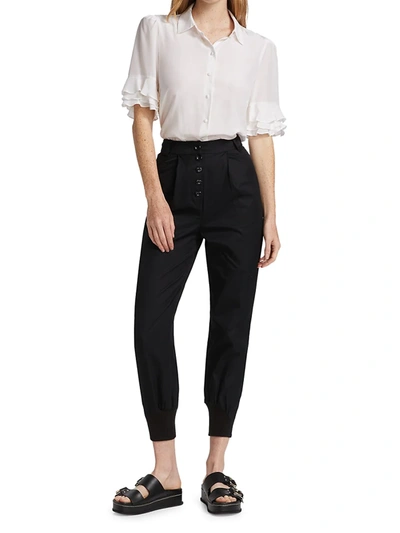 Shop Aje Chaise Button Front Pants In Black