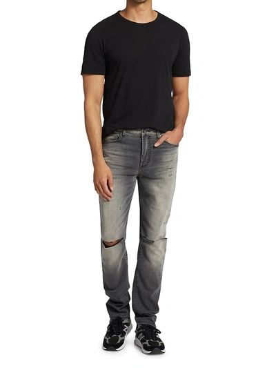 Shop Monfrere Brando Distressed Greigio Slim Jeans In Grey