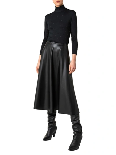 Shop Akris Punto Women's Faux Leather Midi Skirt In Black