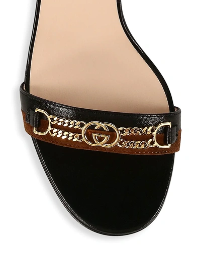 Shop Gucci Ava Chain Heel Sandals In Nero