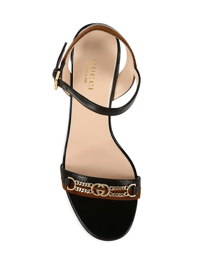 Shop Gucci Ava Chain Heel Sandals In Nero