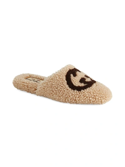 Shop Gucci Gg Merino Wool Slippers In Butterscotch Cocoa
