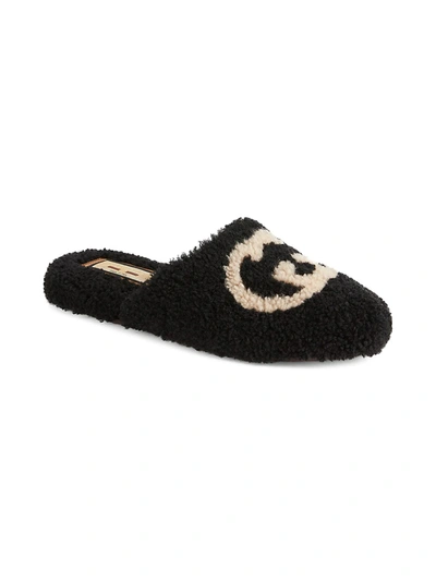 Shop Gucci Gg Merino Wool Slippers In Nero