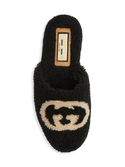Shop Gucci Gg Merino Wool Slippers In Nero