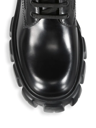 Shop Prada Women's Monolith 55 Leather & Nylon Lug-sole Combat Boots In Nero