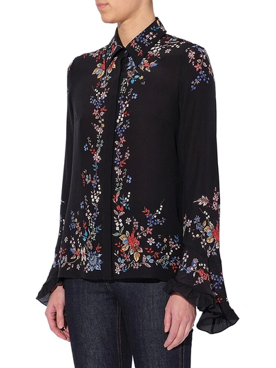 Shop Erdem Alaric Floral Silk Shirt In Black